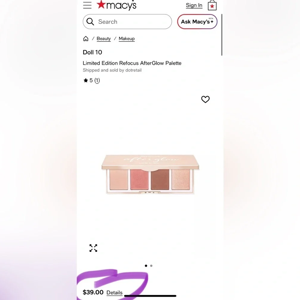 Doll 10 Refocus Glow Palette, RETAILS $40, Highlighter Bronzer Blush & Powder